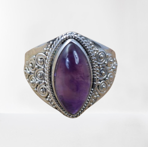 925 plata esterlina sólida clásico mejor diseño anillo amatista piedra preciosa hecha a mano 925 Plata estampada joyería de plata de moda - Product Image 1