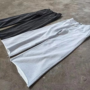 Pantalon de survêtement à jambes larges délavées à l'acide en éponge française personnalisée cordon de serrage poches noires pantalons pour hommes pantalons baggy joggeurs pantalon grande taille - Product Image 2