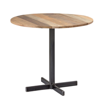 Table basse carrée de qualité supérieure, plateau en bois de chêne massif avec base en fer thermolaqué, mobilier compact pour café, salle à manger, pub, restaurant
