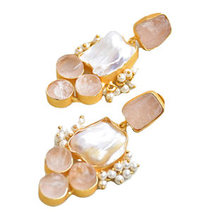 Pendientes de Latón Natural con Perlas Premium, Hechos a Mano, Acabado en Latón Antiguo Semiprecioso, Sin Níquel, Duraderos, Perfectos - Product Image 4