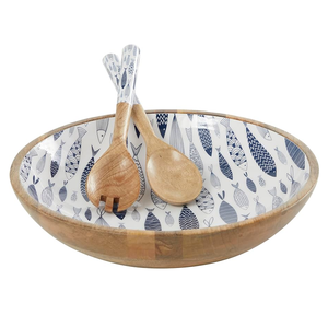 <b>Enamel</b> Printed Wood <b>Bowl</b> for Dinner Printed <b>Enamel</b> Fruit <b>Bowl</b> Handicrafts Set Round Serving <b>Bowl</b> for Wholesale From India - Product Image 2
