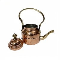 Théière/Cafetière moderne en cuivre martelé à la main, bec en laiton, poignée en métal résistante à la chaleur, capacité de 500 ml, couvercle inclus