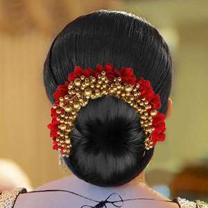 Apurva Pearls Red Floral Hair Broche 1505435 con Crystal Rhinestone Zircon Diamond Plated Zinc Alloy Dress Accesorio para regalos - Product Image 1