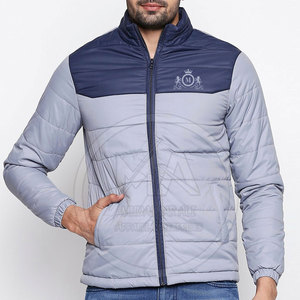 Recién llegado de invierno de fábrica, chaqueta acolchada de manga larga con cuello para hombre levantado, logotipo personalizado, 100% poliéster, transpirable de secado rápido - Product Image 1