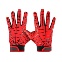Gants de football américain imprimés araignée rouge Performance confortable Gants de sport de l'équipe jeunesse