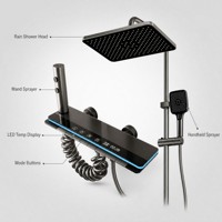 Ensemble de douche LED de luxe moderne avec pommeau de douche pluie, douchette à main et robinet de baignoire pour salle de bain
