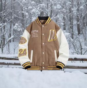 Veste de baseball d'hiver personnalisée pour hommes et femmes tissu de laine épaissie longue décontractée haute rue toile tissée vestes d'école unique - Product Image 1