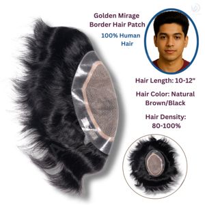 Toupet pour homme en cheveux humains indiens Remy 100% Golden Mirage Border, lisse, densité moyenne à élevée, extensions de cheveux - Product Image 4