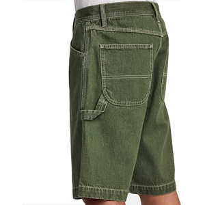 กางเกงยีนส์ขายาว3/4ทรงฮิปฮอปขาตรงของผู้ชายกางเกงขาสั้นสีเขียวแบบฮิปฮอปทรงหลวม - Product Image 5