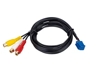 1.5 m kabel audio video untuk toyota biru 6pin konektor ke 3 perempuan rca