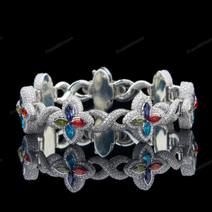 Luxury 925 Sterling Silver Chain <b>Bracelet</b> High Fashion Hip Hop Statement Piece Leaf <b>Charm</b> infinity Cuban Link Chain <b>Bracelets</b> - Product Image 1