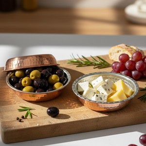 Cuenco de Cobre Hecho a Mano para Desayuno y Aperitivos, Tazón de Mezcla de Cerámica y Metal Pulido para Fiestas, Cuencos para Fideos, Cuencos para Ensaladas, Varios Modelos - Product Image 1