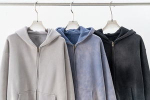 High Quality Heavyweight Vintage Full-Zip Hoodie Custom Designer Streetwear Acid Wash Zipper Hoodies for Man 100% Cotton - Product Image 4