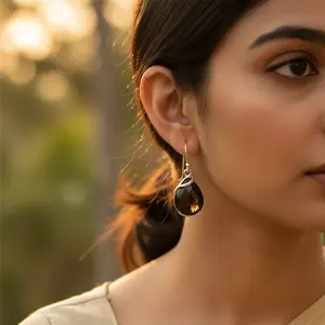 925 Silver Black Onyx Teardrop Drop <b>Earrings</b> for Women <b>Fashionable</b> Accessories - Product Image 3