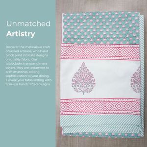 Toile de coton indien à motif Floral, nappe de Table imprimée à la main, 6 et 8 places, décoration florale - Product Image 5