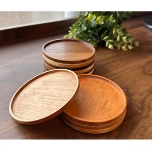 Mango Wooden Round Drinks Serving <b>Coasters</b> Tableware Mat & Pads for Kitchenware Tea & Coffee Walnut <b>Coaster</b> <b>With</b> <b>holder</b> - Product Image 3