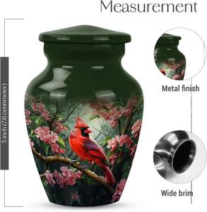 Crdinal Metal <b>Urn</b> <b>for</b> <b>Ashes</b> Women Cremation <b>Urns</b> <b>for</b> Human <b>Ashes</b> <b>Mini</b> <b>Urns</b> Adult Male Man Small <b>for</b> Human <b>Ashes</b> Custom Size - Product Image 2