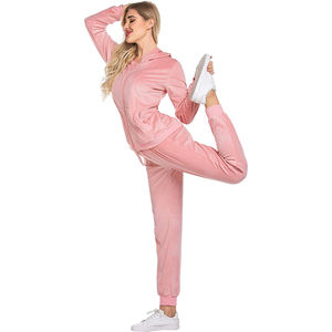 Luxurious Quality Women's 2-Piece Velvet Sweatsuit Pullover <b>Hoodies</b> and Pants Custom Logo <b>Velour</b> Tracksuits for Winter - Product Image 2