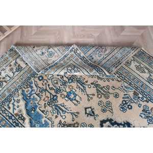 Alfombra Grande de Lana Vintage de 6.46x10 pies, Diseño Azul Marroquí Turco con Parches, Base de Látex, Decoración Ecológica para el Hogar - Product Image 5