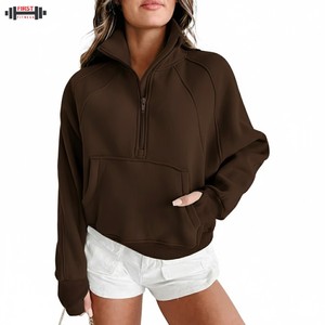 Sweat-shirt pour femme imprimé, hiver, personnalisé, couleur rouge, vente en gros, prix bas, streetwear, polaire, devant entièrement à manches longues - Product Image 2