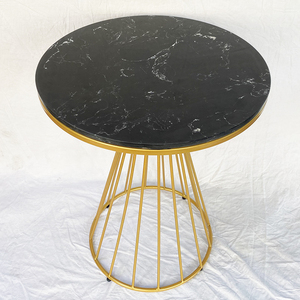 Industrial Design Round Tea Table 60x60cm with Durable Sintered Stone Top <b>Antique</b> Iron Legs Decorative CFD68123 Coffee Table - Product Image 2