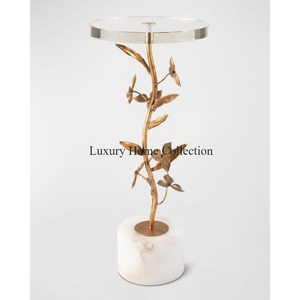 Dernier modèle arrivée vente chaude support en métal enduit de poudre marron avec base de couleur noire et tables basses rondes en marbre - Product Image 3