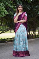 Designer de luxe Kanjiveram Soie Half Lehenga Saree pour les femmes de mariage et de fête disponible au prix de gros