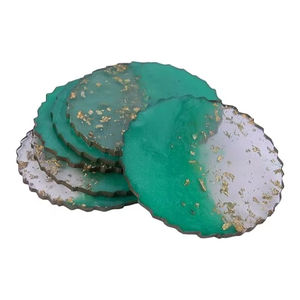 Sous-verre en résine de qualité supérieure, artisanal, de haute qualité, style bohème, écologique, rond, décoration moderne pour la maison - Product Image 1