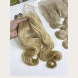 Nouveau chaud 100% vierge Remy haute qualité Double vague de corps blonde vietnamien trame plate Extensions de cheveux humains - Product Image 6