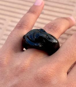 Natural <b>Black</b> <b>Onyx</b> Gemstone <b>Ring</b> Lord Ganesha Hand Carved Statement <b>Ring</b> Special <b>Black</b> <b>Onyx</b> Unique Jewelry - Product Image 3