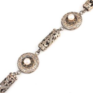 925 Sterling <b>Silver</b> Antique <b>Bracelet</b> with Pink Pearl Stone Elegant Pearl <b>Bangles</b> - Product Image 5