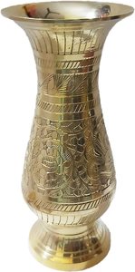 แจกันดอกไม้ทองเหลืองพร้อมลวดลายบิดรี นักกัชิ แจกันดอกไม้ชุบทองเหลืองโบราณ - Product Image 4