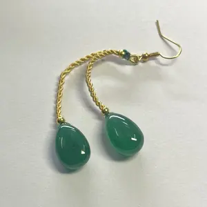 15 Carat Paire Naturel Vert Zambienne Émeraude Pierre Lisse Poire Pierres Précieuses Bijoux Réglage Percé Pendentifs Boucles D'oreilles Fine Boucle D'oreille