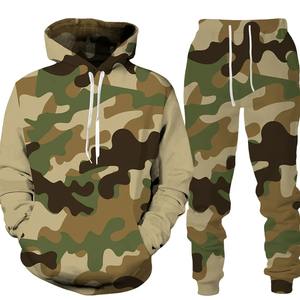 Ensemble de sweats à capuche imprimés de camouflage pour hommes survêtement à la mode 2 pièces sweat-shirt pantalon de survêtement vêtements décontractés tenue d'automne pour hommes - Product Image 1