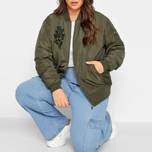 Chaqueta Bomber Multicolor Reversible Transpirable con Cremallera Ecológica a Prueba de Viento de Talla Grande para Mujer para la Moda de Invierno - Product Image 3