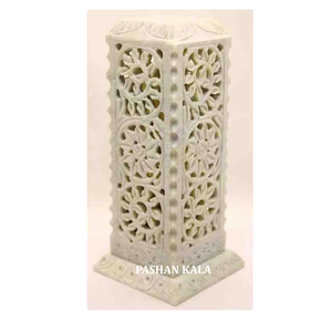 Tour d'encens brûleur indien dernière meilleure qualité stéatite couleur naturelle à la main sculpture fleur conception faite par un designer indien - Product Image 1