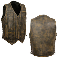 Gilet en cuir respirant personnalisé de haute qualité pour homme - Vêtement d'extérieur moto en gros style urbain vintage OEM/ODM