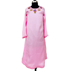Vestido Abaya de manga larga elegante de buena calidad con intrincado bordado parches de lentejuelas de moda para niñas que usan - Product Image 1