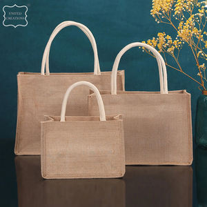 Bolsas de regalo con logotipo personalizable al por mayor, bolsas de yute y lona con asa larga, bolsas de asas de fiesta personalizadas con patrón de letras - Product Image 5