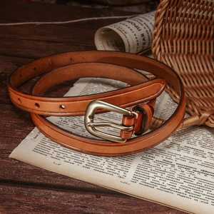 เข็มขัดหนังแท้แบบปรับได้ดีไซน์แบบถักด้วยทองเหลืองสำหรับหัวเข็มขัดสำหรับการใช้งานแบบลำลองและเป็นทางการ - Product Image 2