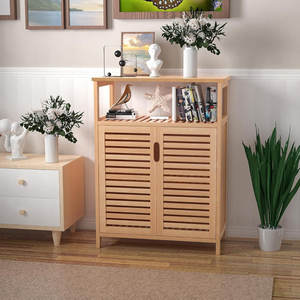 Gabinete de sala de estar de bambú independiente para almacenamiento de baño - Product Image 1