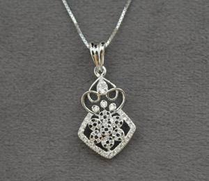 IGI Certified 18K White Gold Natural Diamond Loop Pendant Earring Set Elegant Bridal Jewelry Trendy Same Day Ship - Product Image 2