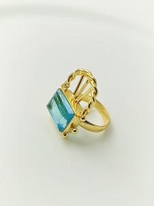 แหวนแถบลาบราดอไรต์ธรรมชาติหลายชั้นแฟชั่นวินเทจของผู้หญิงแหวนทองเหลืองชุบทอง18K แหวนทองเหลืองเครื่องประดับชั้นดี - Product Image 2