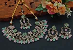 Conjunto de joyas chapadas en oro Kundan tradicional indio y conjunto de collar de cobre para mujeres y niñas accesorios indios joyería Mujer - Product Image 2