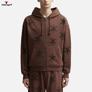 2025 nouveauté fermeture éclair personnalisée strass haute qualité prix tenue décontracté strass sweats à capuche - Product Image 3