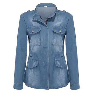 Veste en jean pour femme sur mesure nouveauté jean bleu respirant durable extensible décoré de perles couleurs personnalisées tricoté - Product Image 2