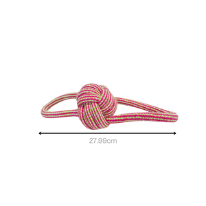 Grand jouet pour chien en corde de coton écologique, durable, style dessin animé, en forme d'os, pour le jeu, avec sac, en peluche rose rouge - Product Image 5