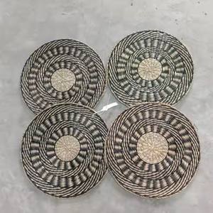 Ensemble de jacinthes d'eau en jonc de mer tissé à la main rustique moderne et durable napperons en cuir sous-verres Combo chambre à coucher maison Table à manger - Product Image 1