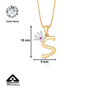 Pendentif en or jaune Alphabet S pour femmes avec accents de cristal et de diamants - Product Image 5