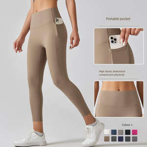 Leggings Deportivos de Gimnasio para Mujer, OEM, Sólidos, Suaves como la Mantequilla, Transpirables, de Secado Rápido, Cintura Elástica con Cierre y Bolsillo Lateral - Product Image 6